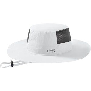 Unisex White 100% Nylon Wide Brim Mesh Uv Protection With Chin Strap Cowboy Hat